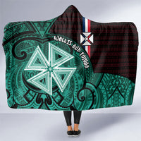 Wallis And Futuna Hooded Blanket Tribal Polynesian Tattoo Heritage Cross Flag TS04 One Size Green Black - Polynesian Pride