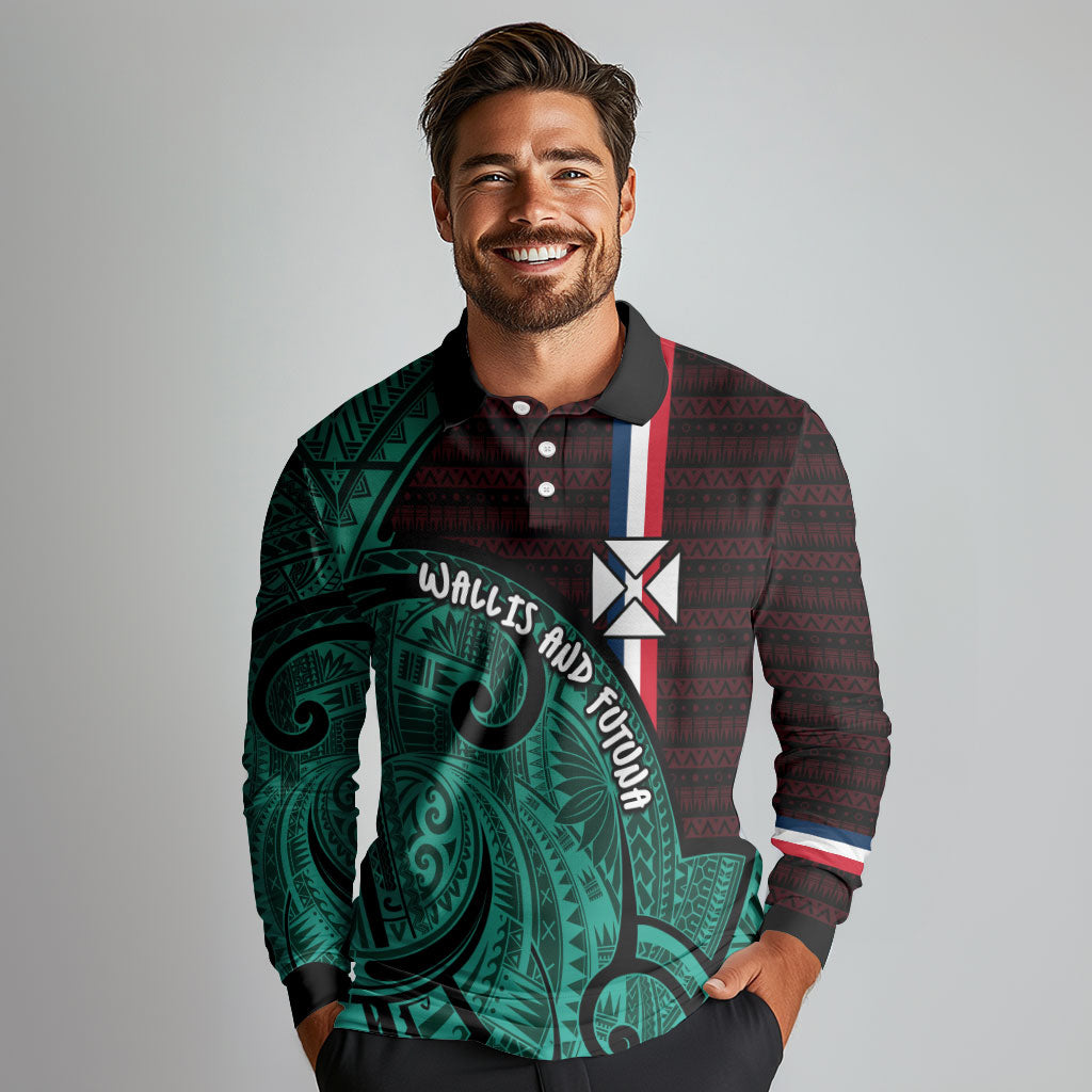 Wallis And Futuna Long Sleeve Polo Shirt Tribal Polynesian Tattoo Heritage Cross Flag TS04 - Polynesian Pride