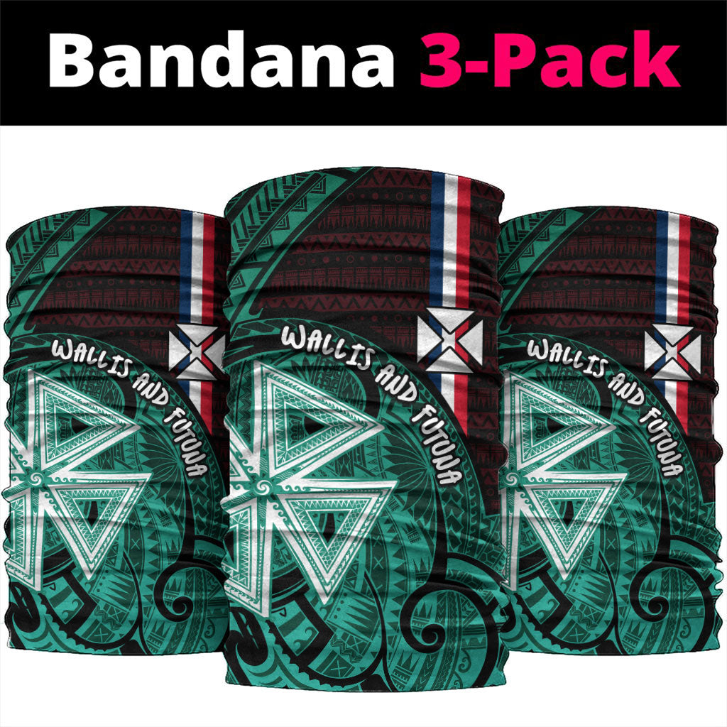 Wallis And Futuna Neck Gaiter Tribal Polynesian Tattoo Heritage Cross Flag TS04 package One Size: 25*50cm Green Black - Polynesian Pride