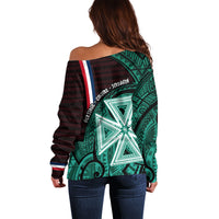Wallis And Futuna Off Shoulder Sweater Tribal Polynesian Tattoo Heritage Cross Flag TS04 - Polynesian Pride