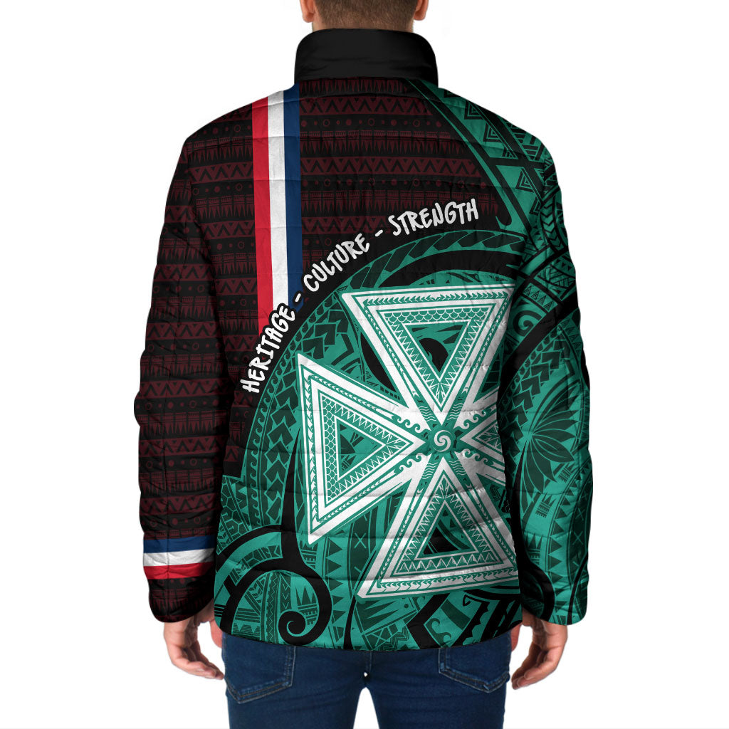 Wallis And Futuna Padded Jacket Tribal Polynesian Tattoo Heritage Cross Flag TS04 - Polynesian Pride