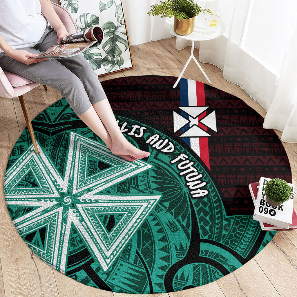 Wallis And Futuna Round Carpet Tribal Polynesian Tattoo Heritage Cross Flag TS04 - Polynesian Pride