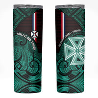 Wallis And Futuna Skinny Tumbler Tribal Polynesian Tattoo Heritage Cross Flag TS04 Green Black - Polynesian Pride