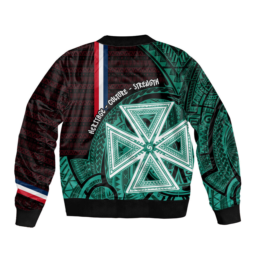 Wallis And Futuna Sleeve Zip Bomber Jacket Tribal Polynesian Tattoo Heritage Cross Flag TS04 - Polynesian Pride