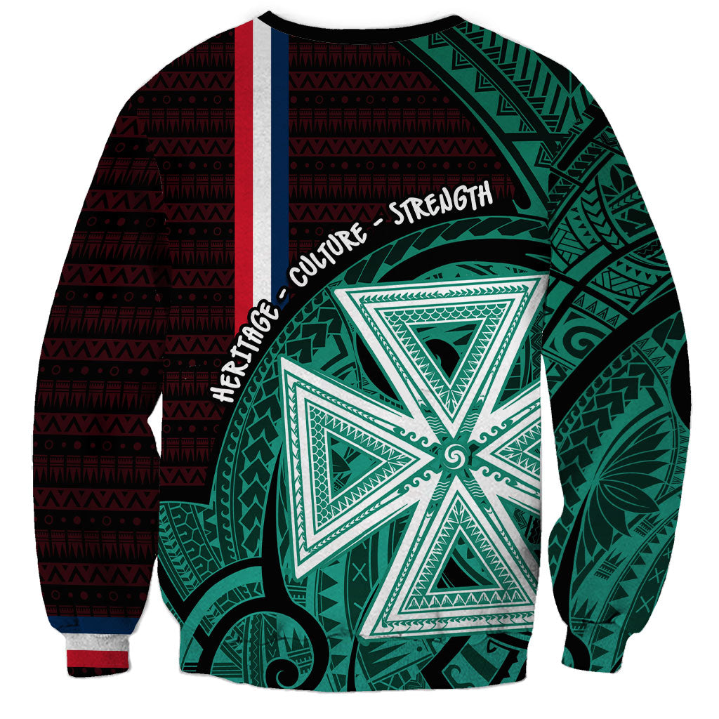 Wallis And Futuna Sweatshirt Tribal Polynesian Tattoo Heritage Cross Flag TS04 - Polynesian Pride
