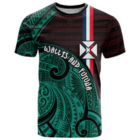 Wallis And Futuna T Shirt Tribal Polynesian Tattoo Heritage Cross Flag TS04 Green Black - Polynesian Pride