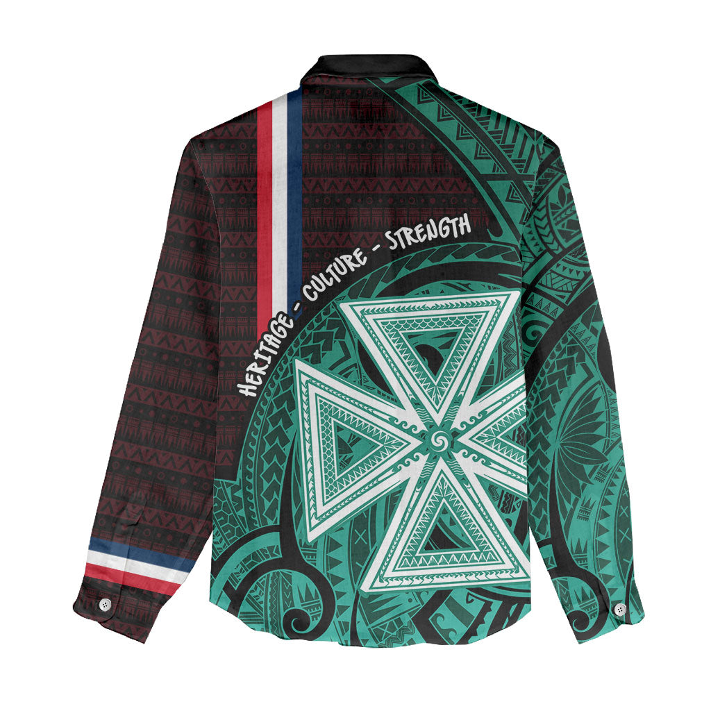 Wallis And Futuna Women Casual Shirt Tribal Polynesian Tattoo Heritage Cross Flag TS04 - Polynesian Pride
