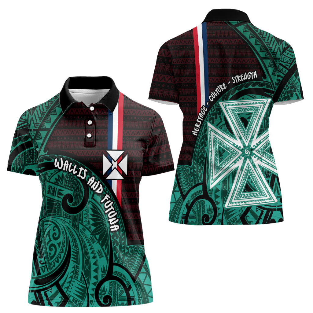 Wallis And Futuna Women Polo Shirt Tribal Polynesian Tattoo Heritage Cross Flag TS04 - Polynesian Pride