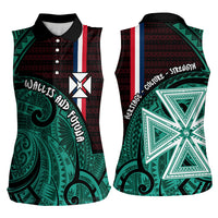 Wallis And Futuna Women Sleeveless Polo Shirt Tribal Polynesian Tattoo Heritage Cross Flag TS04 - Polynesian Pride