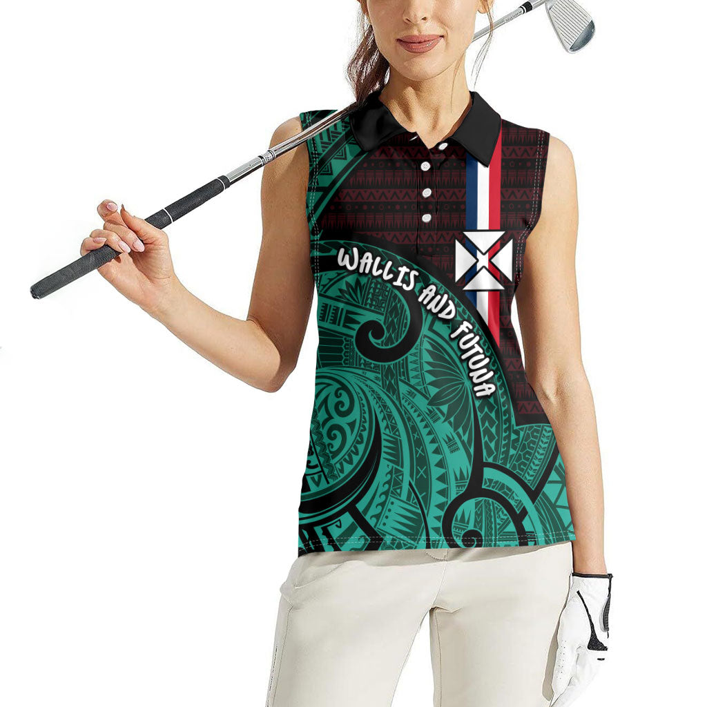 Wallis And Futuna Women Sleeveless Polo Shirt Tribal Polynesian Tattoo Heritage Cross Flag TS04 - Polynesian Pride