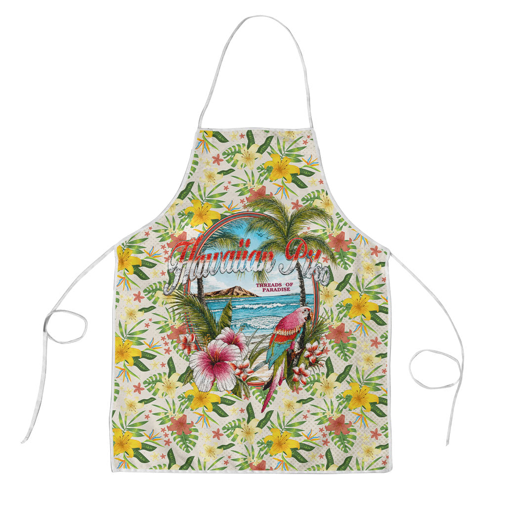 Hawaiian Piko Threads Of Paradise Aloha Apron Tropical Hibiscus Plumeria