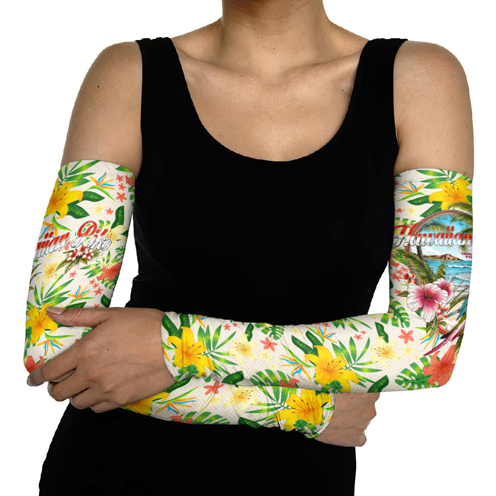 Hawaiian Piko Threads Of Paradise Aloha Arm Sleeves Tropical Hibiscus Plumeria