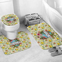 Hawaiian Piko Threads Of Paradise Aloha Bathroom Set Tropical Hibiscus Plumeria TS04 Mat Set Only (3 pcs) One Size White Green - Polynesian Pride