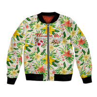 Hawaiian Piko Threads Of Paradise Aloha Bomber Jacket Tropical Hibiscus Plumeria