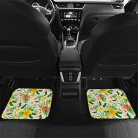 Hawaiian Piko Threads Of Paradise Aloha Car Mats Tropical Hibiscus Plumeria TS04 Set 2pcs - Back White Green - Polynesian Pride