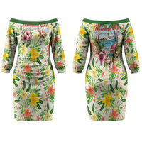 Hawaiian Piko Threads Of Paradise Aloha Couples Matching Off The Shoulder Long Sleeve Dress and Hawaiian Shirt Tropical Hibiscus Plumeria TS04 - Polynesian Pride