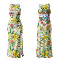 Hawaiian Piko Threads Of Paradise Aloha Couples Matching Tank Maxi Dress and Long Sleeve Button Shirt Tropical Hibiscus Plumeria