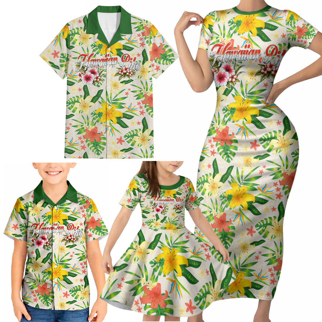 Hawaiian Piko Threads Of Paradise Aloha Family Matching Short Sleeve Bodycon Dress and Hawaiian Shirt Tropical Hibiscus Plumeria TS04 - Polynesian Pride