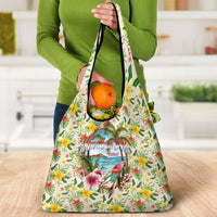 Hawaiian Piko Threads Of Paradise Aloha Grocery Bag Tropical Hibiscus Plumeria
