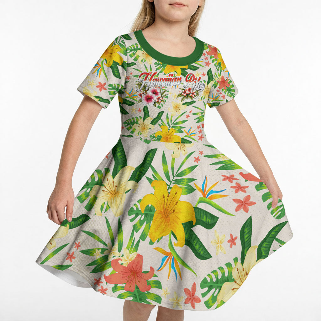 Hawaiian Piko Threads Of Paradise Aloha Kid Short Sleeve Dress Tropical Hibiscus Plumeria TS04 - Polynesian Pride