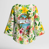 Hawaiian Piko Threads Of Paradise Aloha Kimono Sleeve Blouse Tropical Hibiscus Plumeria TS04 - Polynesian Pride