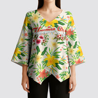 Hawaiian Piko Threads Of Paradise Aloha Kimono Sleeve Blouse Tropical Hibiscus Plumeria TS04 - Polynesian Pride