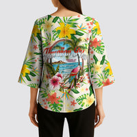 Hawaiian Piko Threads Of Paradise Aloha Kimono Sleeve Blouse Tropical Hibiscus Plumeria TS04 - Polynesian Pride