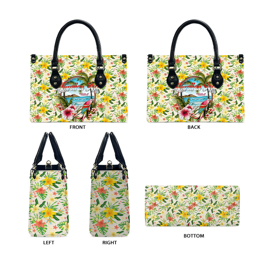 Hawaiian Piko Threads Of Paradise Aloha Leather Bag Tropical Hibiscus Plumeria TS04 - Polynesian Pride