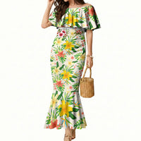 Hawaiian Piko Threads Of Paradise Aloha Mermaid Dress Tropical Hibiscus Plumeria