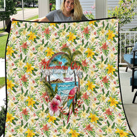 Hawaiian Piko Threads Of Paradise Aloha Quilt Tropical Hibiscus Plumeria TS04 White Green - Polynesian Pride