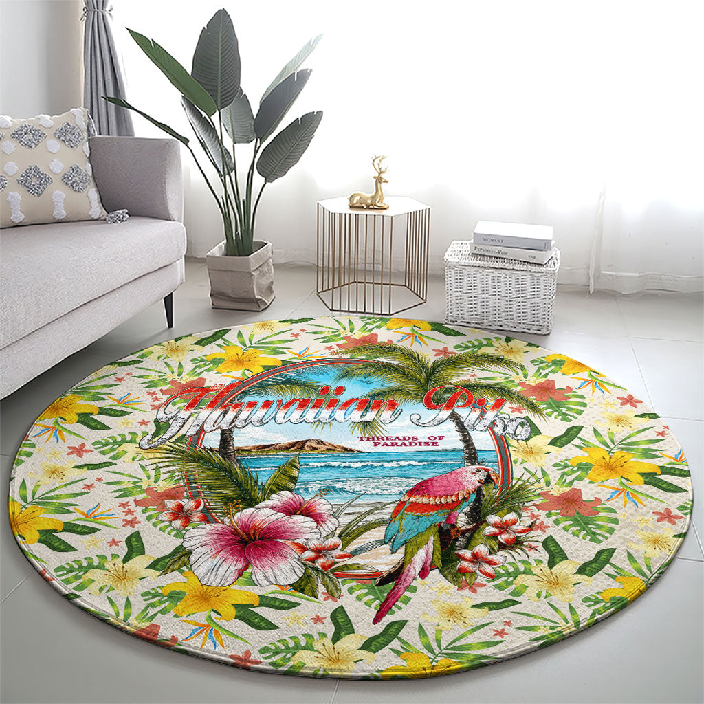 Hawaiian Piko Threads Of Paradise Aloha Round Carpet Tropical Hibiscus Plumeria TS04 - Polynesian Pride