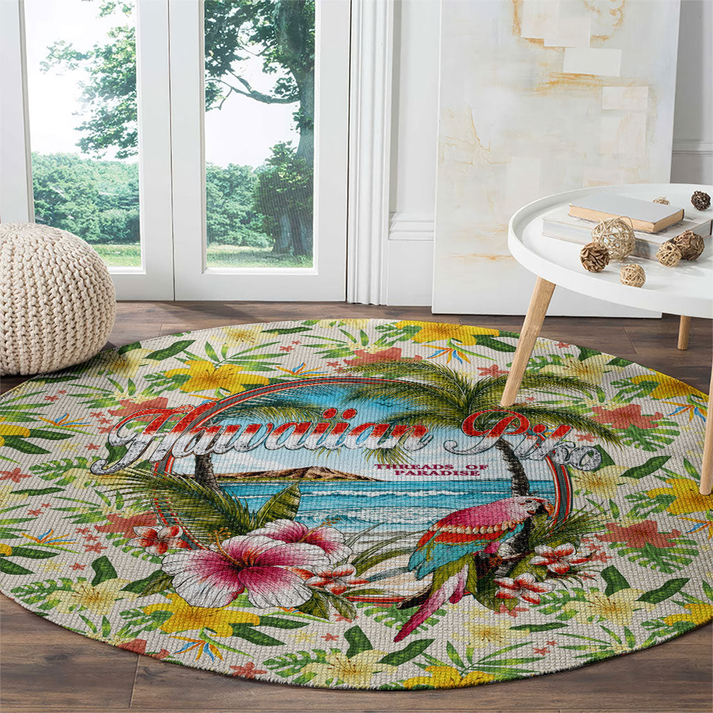 Hawaiian Piko Threads Of Paradise Aloha Round Carpet Tropical Hibiscus Plumeria TS04 - Polynesian Pride