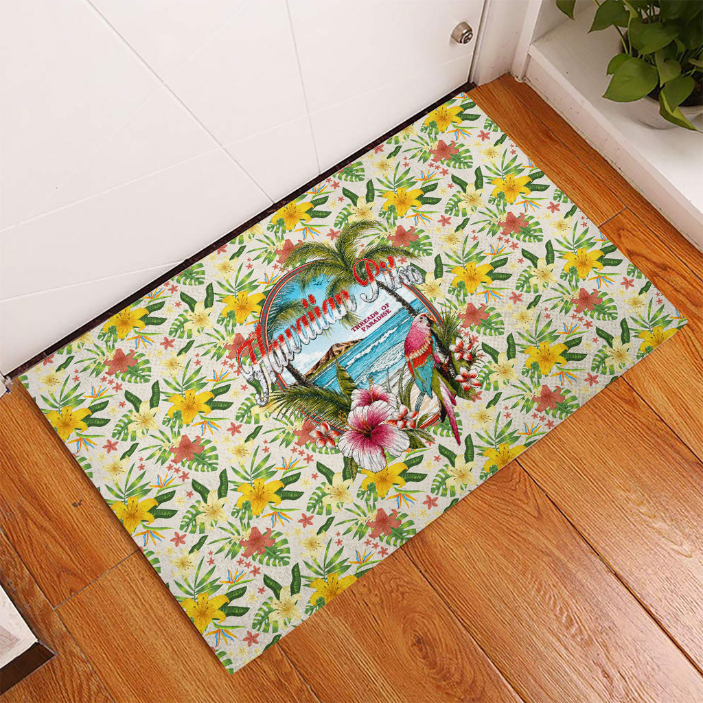 Hawaiian Piko Threads Of Paradise Aloha Rubber Doormat Tropical Hibiscus Plumeria TS04 - Polynesian Pride