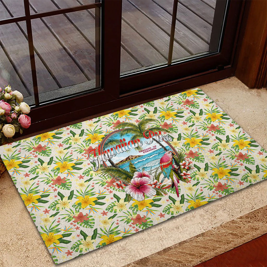 Hawaiian Piko Threads Of Paradise Aloha Rubber Doormat Tropical Hibiscus Plumeria TS04 - Polynesian Pride