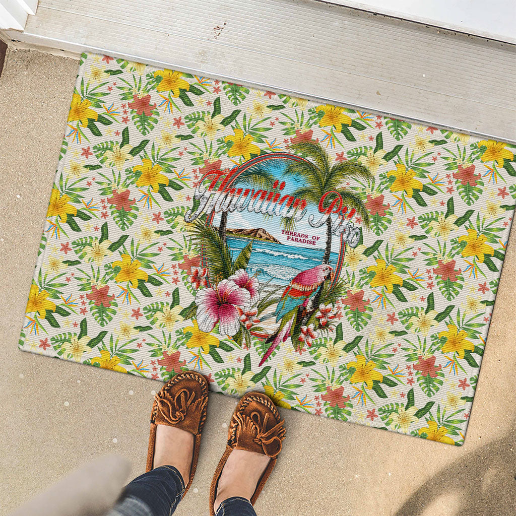 Hawaiian Piko Threads Of Paradise Aloha Rubber Doormat Tropical Hibiscus Plumeria TS04 - Polynesian Pride