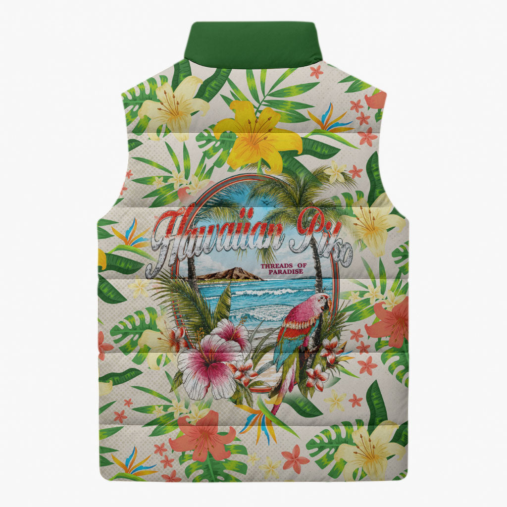 Hawaiian Piko Threads Of Paradise Aloha Sleeveless Puffer Jacket Tropical Hibiscus Plumeria TS04 - Polynesian Pride