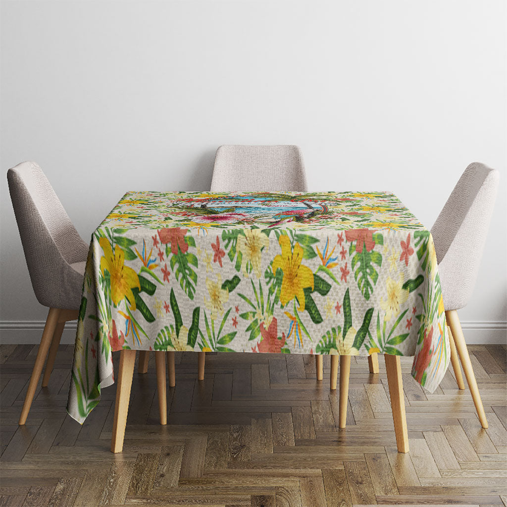 Hawaiian Piko Threads Of Paradise Aloha Tablecloth Tropical Hibiscus Plumeria