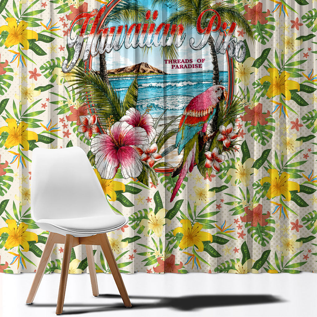 Hawaiian Piko Threads Of Paradise Aloha Window Curtain Tropical Hibiscus Plumeria TS04 - Polynesian Pride