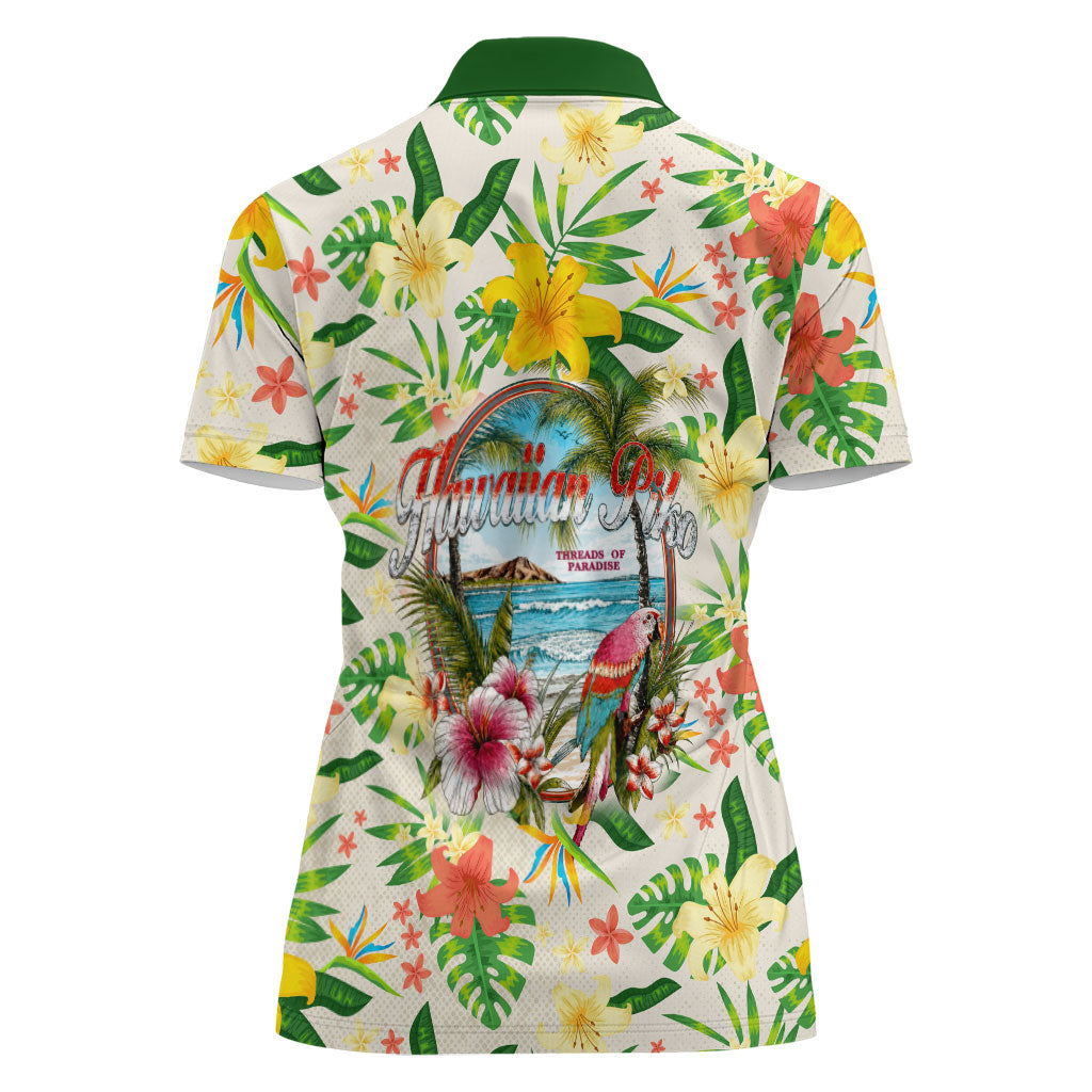 Hawaiian Piko Threads Of Paradise Aloha Women Polo Shirt Tropical Hibiscus Plumeria TS04 - Polynesian Pride