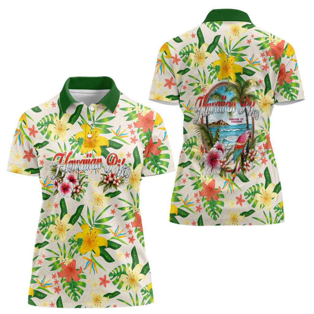 Hawaiian Piko Threads Of Paradise Aloha Women Polo Shirt Tropical Hibiscus Plumeria TS04 - Polynesian Pride