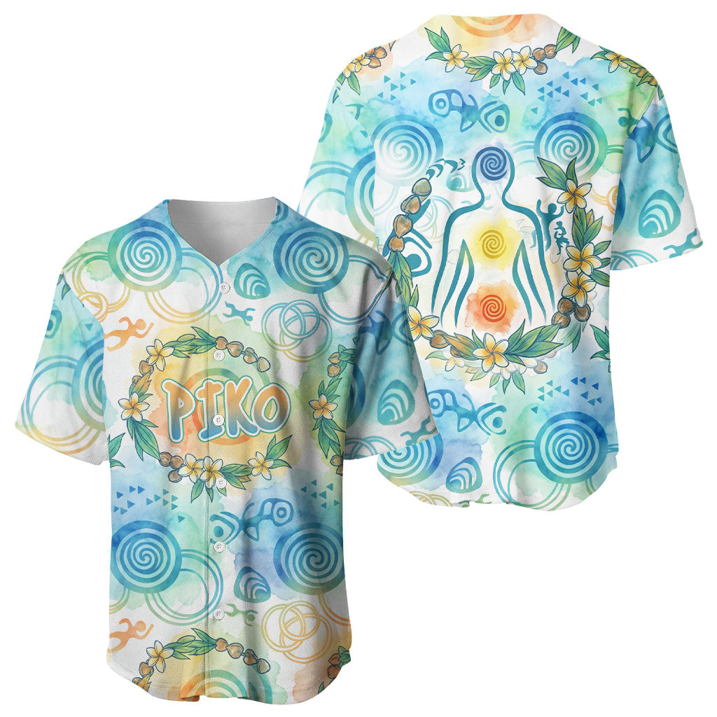 Hawaiian Piko Cultural Pride Aloha Baseball Jersey Watercolor Spiral Art - Tropical Plumeria Lei Garland TS04 - Polynesian Pride