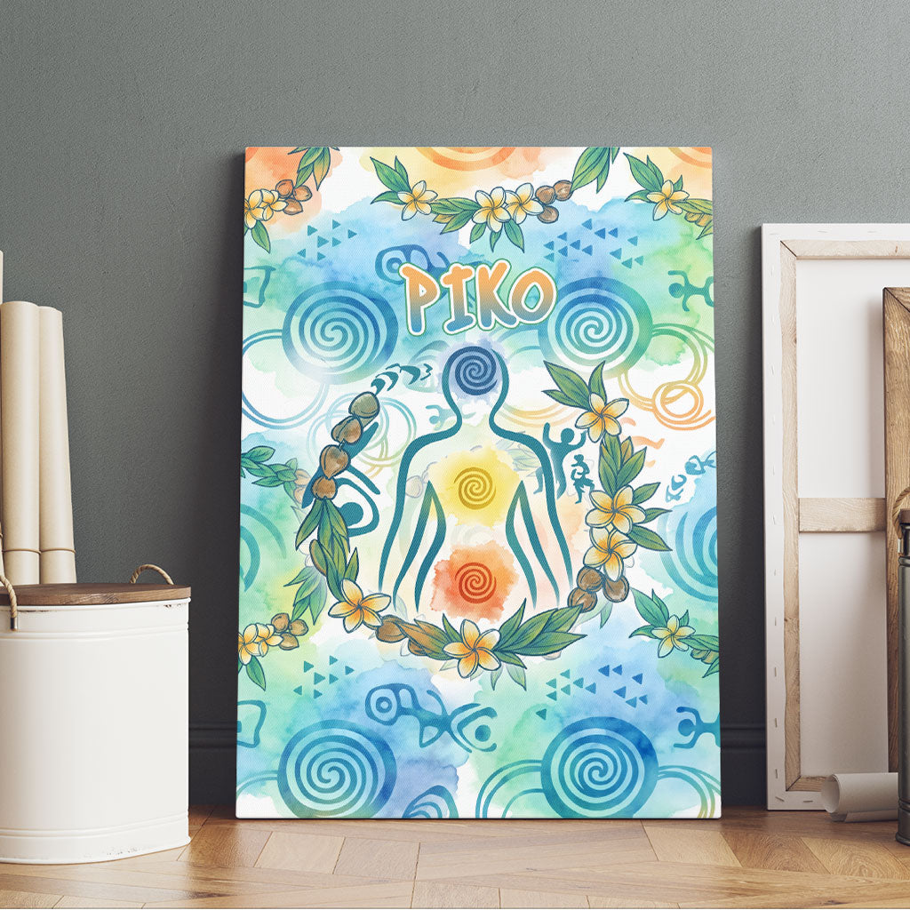 Hawaiian Piko Cultural Pride Aloha Canvas Wall Art Watercolor Spiral Art - Tropical Plumeria Lei Garland TS04 - Polynesian Pride