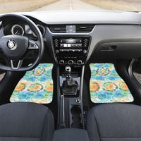 Hawaiian Piko Cultural Pride Aloha Car Mats Watercolor Spiral Art - Tropical Plumeria Lei Garland