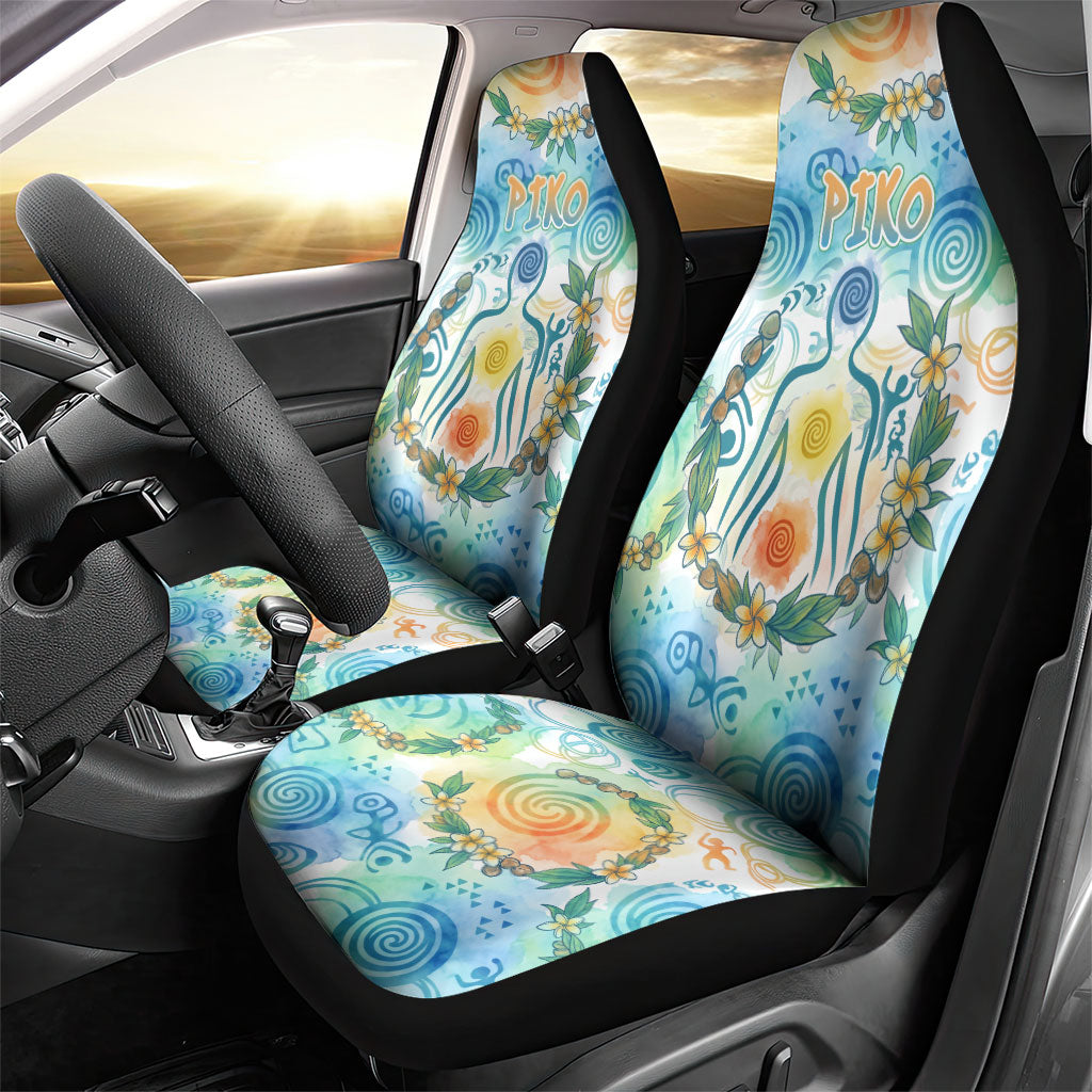 Hawaiian Piko Cultural Pride Aloha Car Seat Cover Watercolor Spiral Art - Tropical Plumeria Lei Garland TS04 - Polynesian Pride