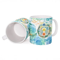 Hawaiian Piko Cultural Pride Aloha Ceramic Mug Watercolor Spiral Art - Tropical Plumeria Lei Garland TS04 - Polynesian Pride