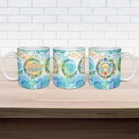 Hawaiian Piko Cultural Pride Aloha Ceramic Mug Watercolor Spiral Art - Tropical Plumeria Lei Garland TS04 - Polynesian Pride
