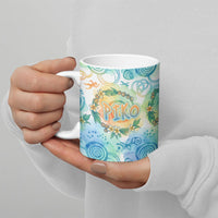 Hawaiian Piko Cultural Pride Aloha Ceramic Mug Watercolor Spiral Art - Tropical Plumeria Lei Garland TS04 - Polynesian Pride