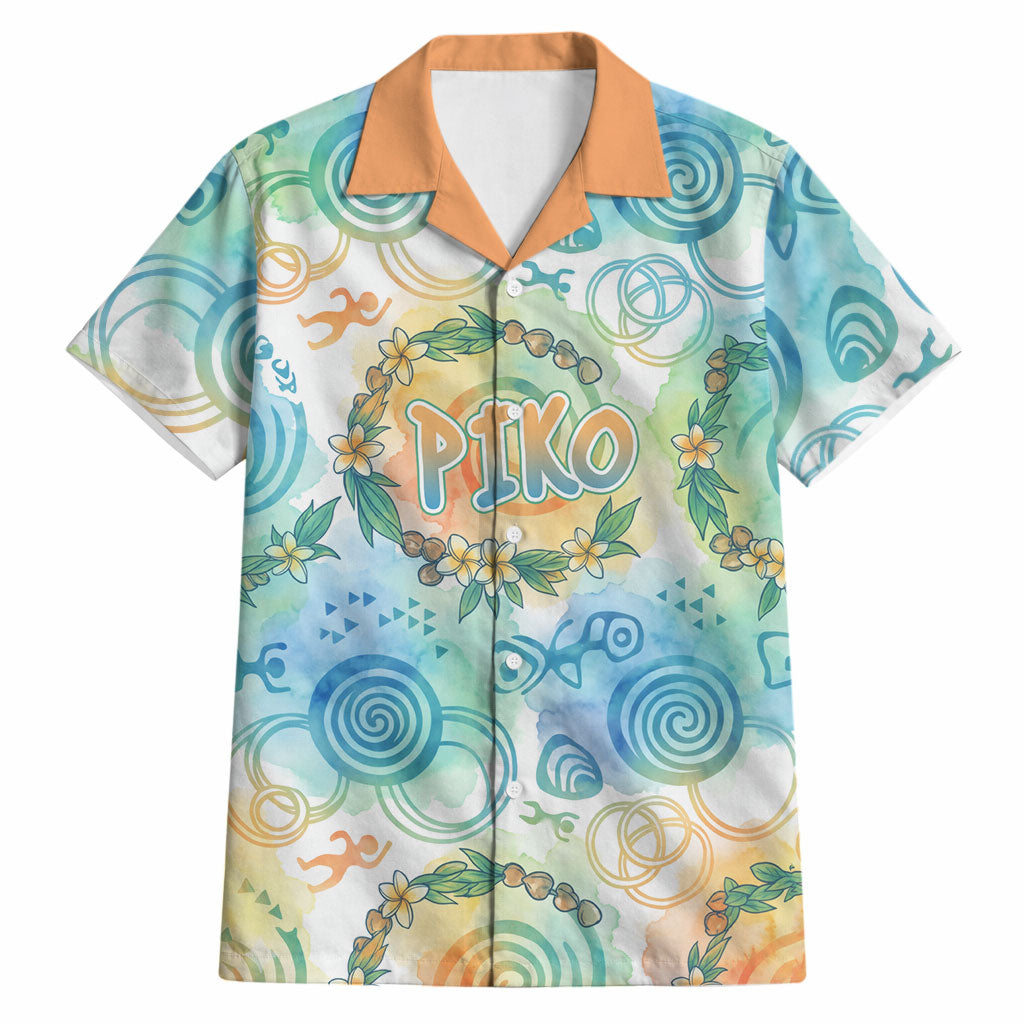 Hawaiian Piko Cultural Pride Aloha Hawaiian Shirt Watercolor Spiral Art - Tropical Plumeria Lei Garland