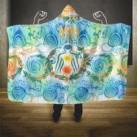 Hawaiian Piko Cultural Pride Aloha Hooded Blanket Watercolor Spiral Art - Tropical Plumeria Lei Garland TS04 - Polynesian Pride