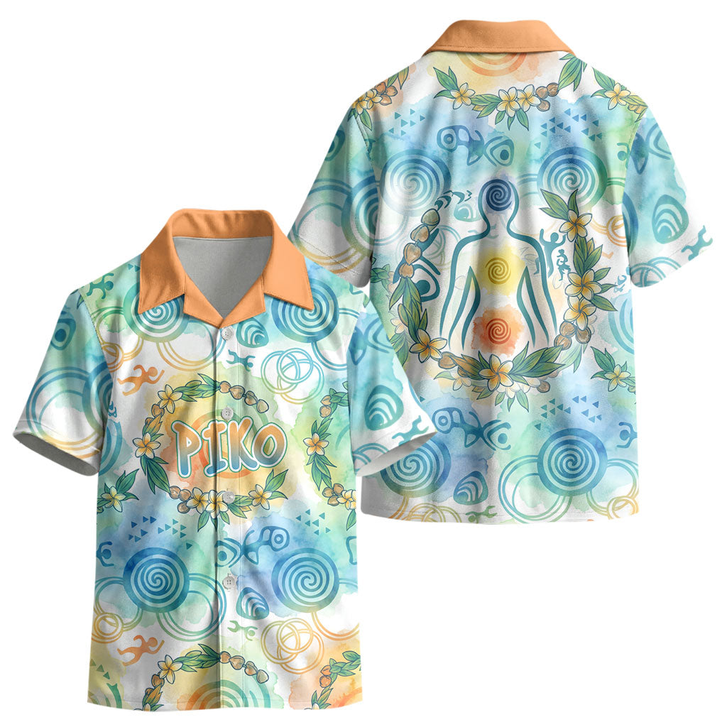 Hawaiian Piko Cultural Pride Aloha Kid Hawaiian Shirt Watercolor Spiral Art - Tropical Plumeria Lei Garland TS04 - Polynesian Pride